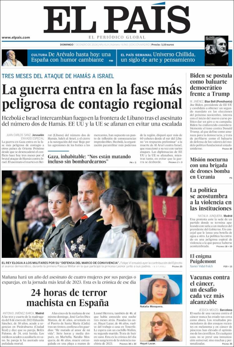 Portada de El País (España)