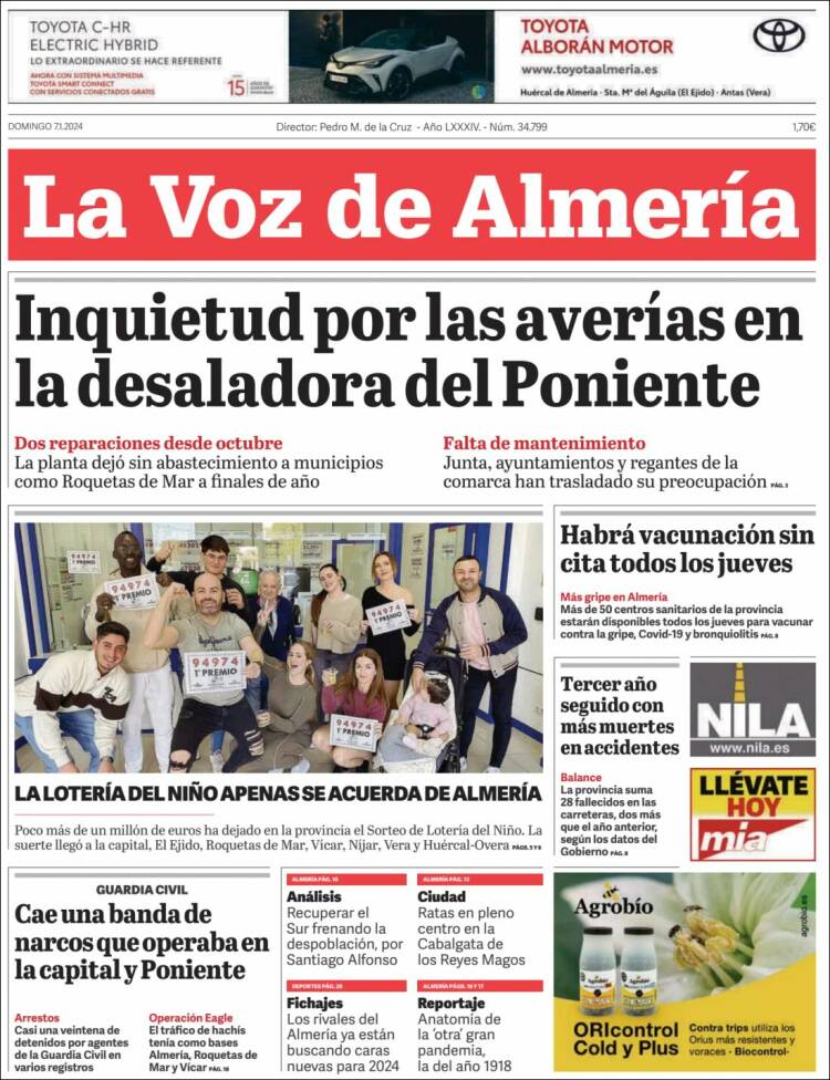 Portada de La Voz de Almería (España)