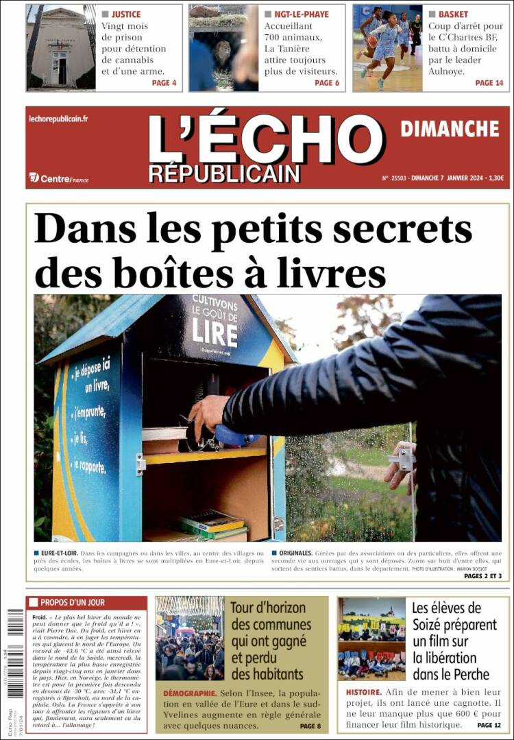 Portada de L'Echo Républicain (Francia)