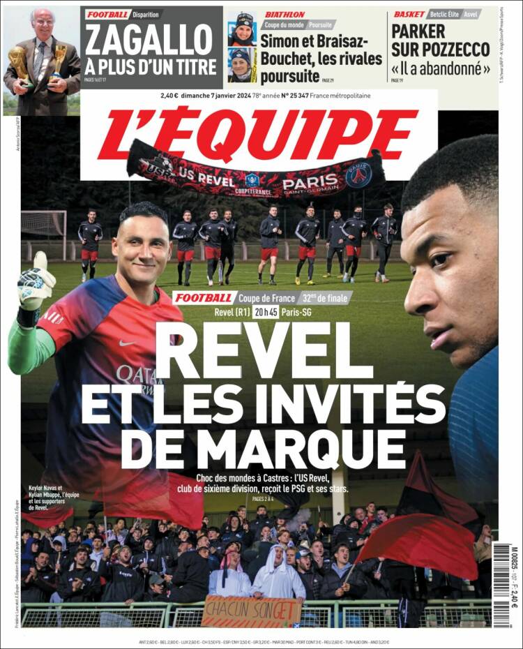 Portada de L'Equipe (Francia)