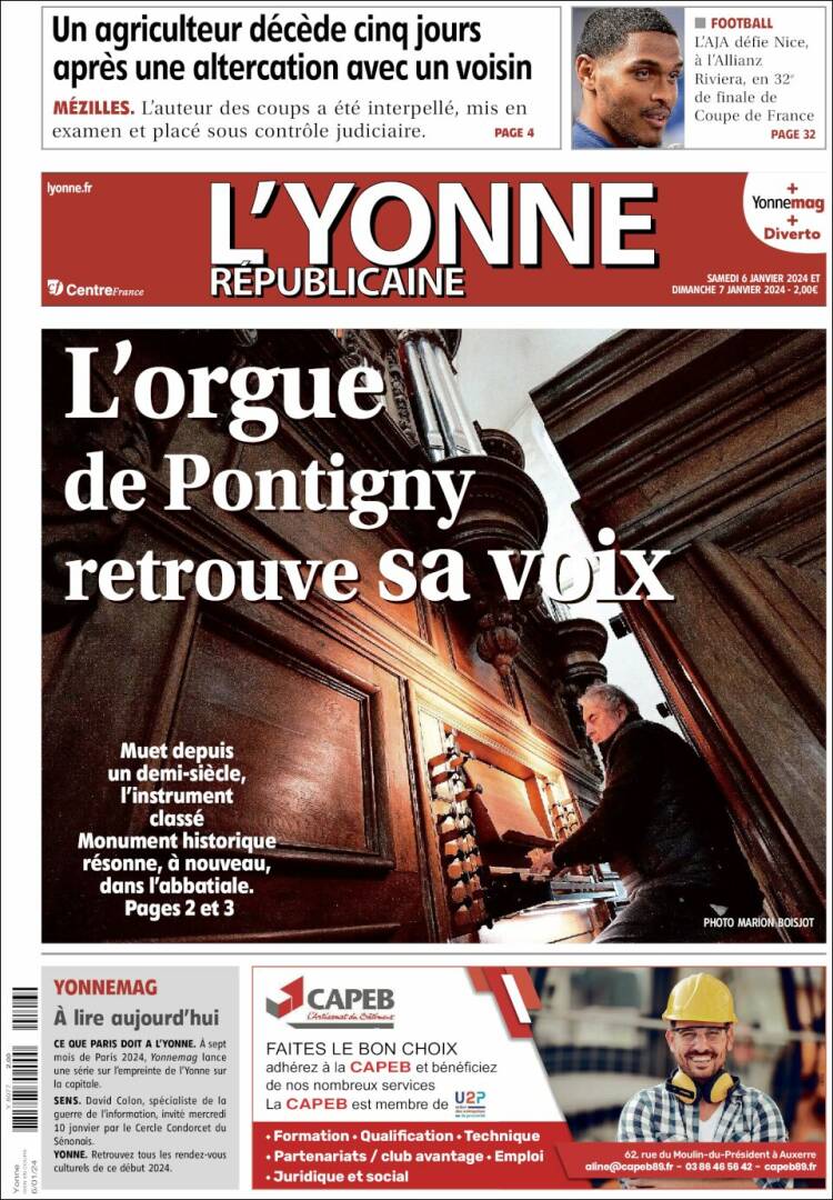 Portada de L'Yonne-Républicaine (Francia)