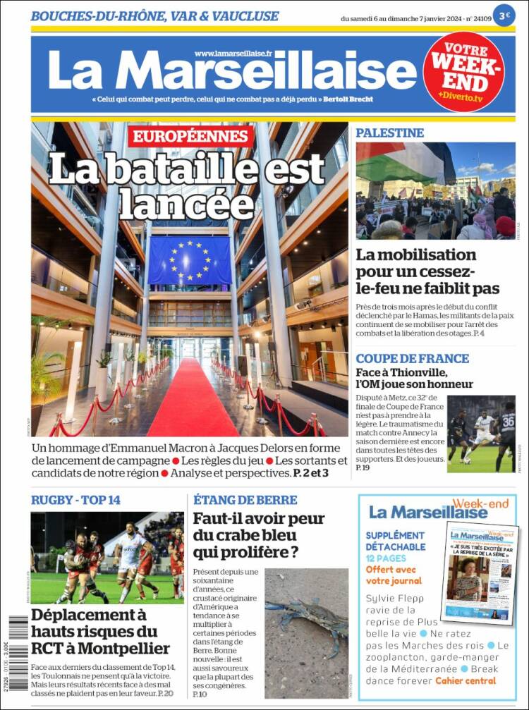 Portada de La Marseillaise (Francia)