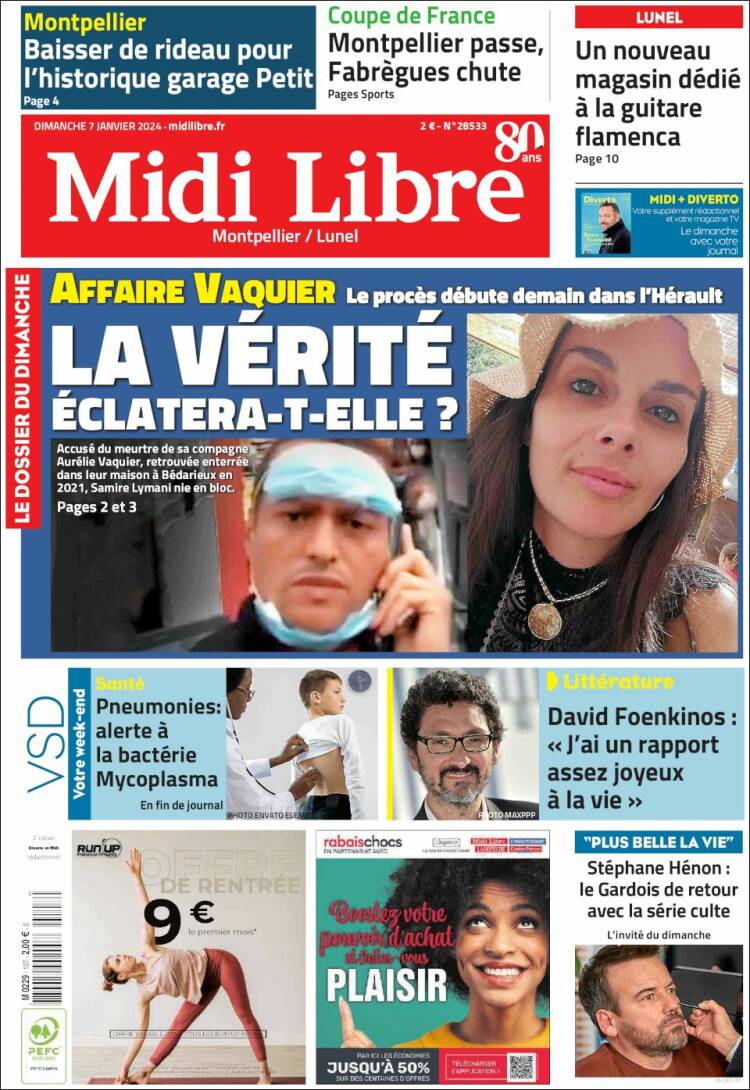 Portada de Midi Libre (Francia)
