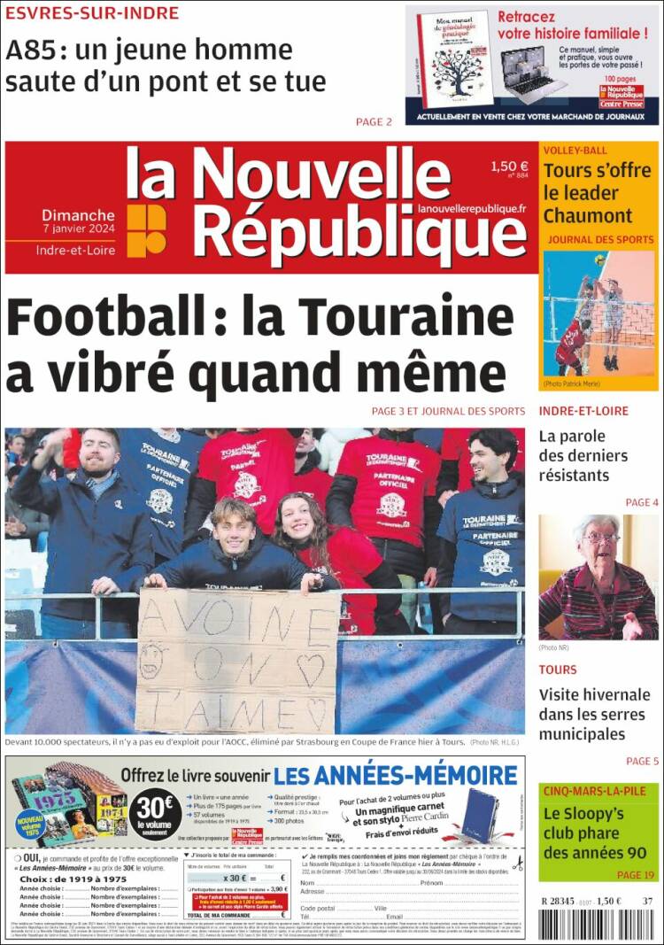 Portada de La Nouvelle Republique (Francia)