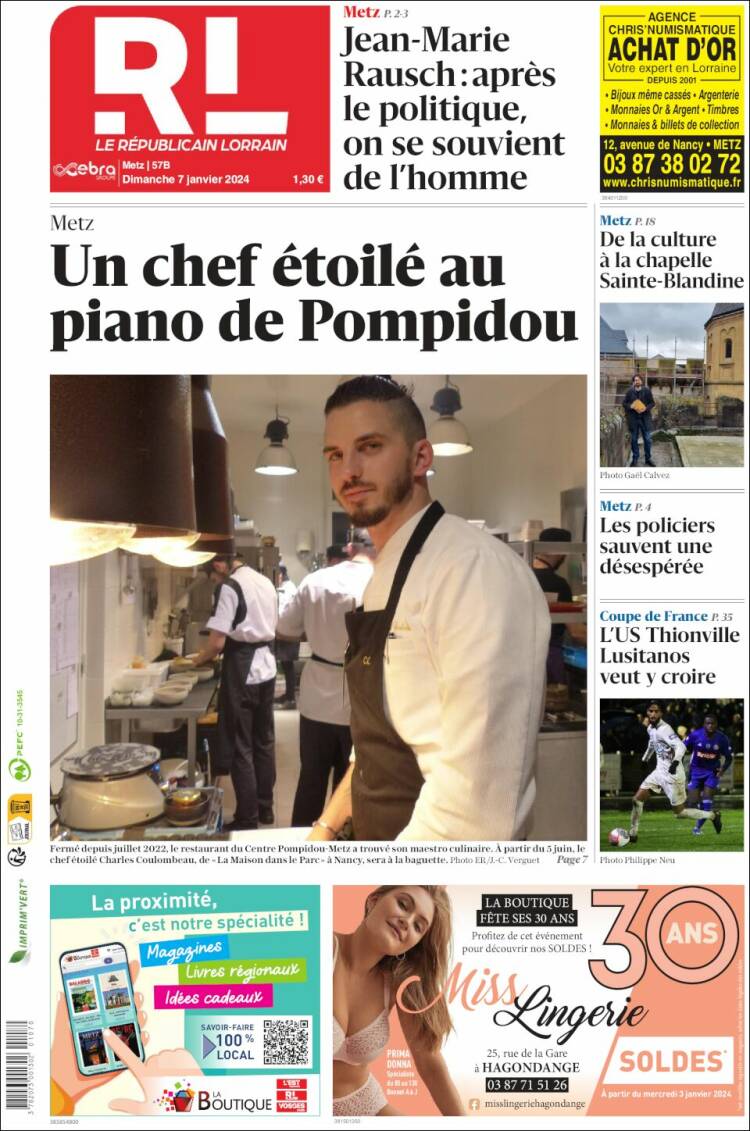 Portada de Le Republicain Lorrain (Francia)