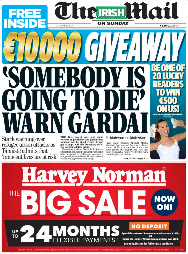 Portada de Irish Daily Mail (Irlanda)