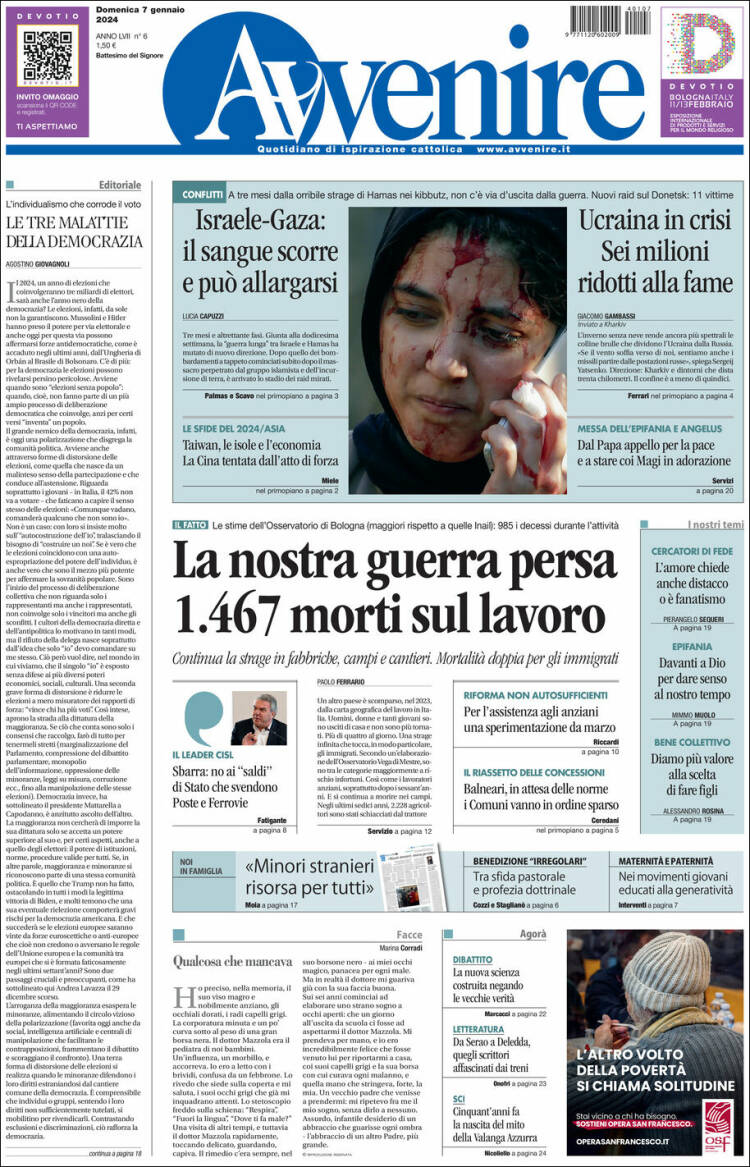 Portada de Avvenire (Italy)