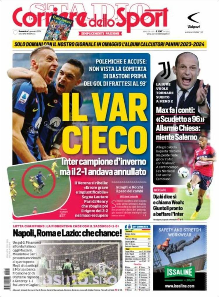 Portada de Corriere dello Sport (Italia)