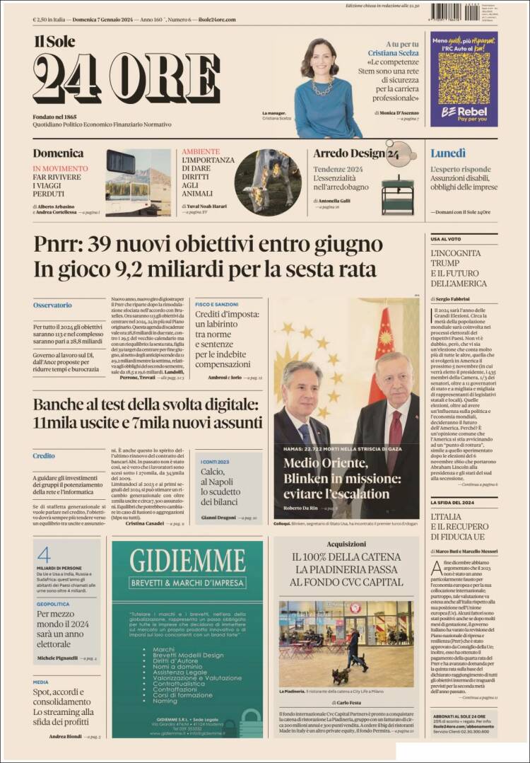 Portada de Il Sole 24 ORE (Italia)