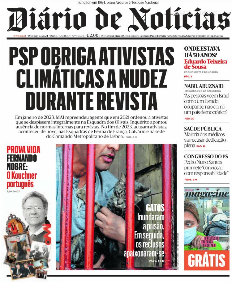 Portada de Diário de Noticias (Portugal)