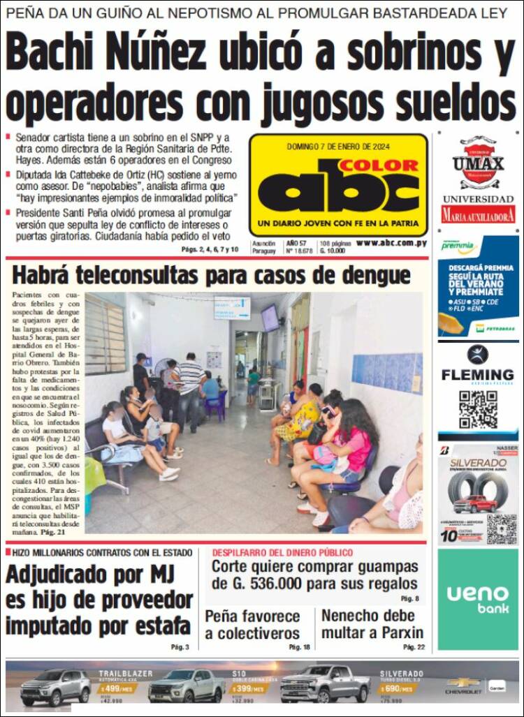 Portada de ABC Color (Paraguay)