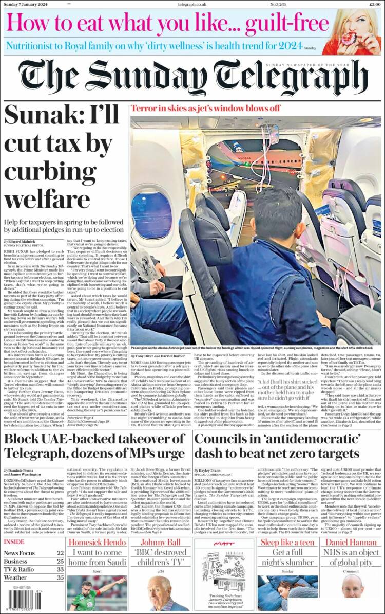 Portada de Daily Telegraph (Reino Unido)