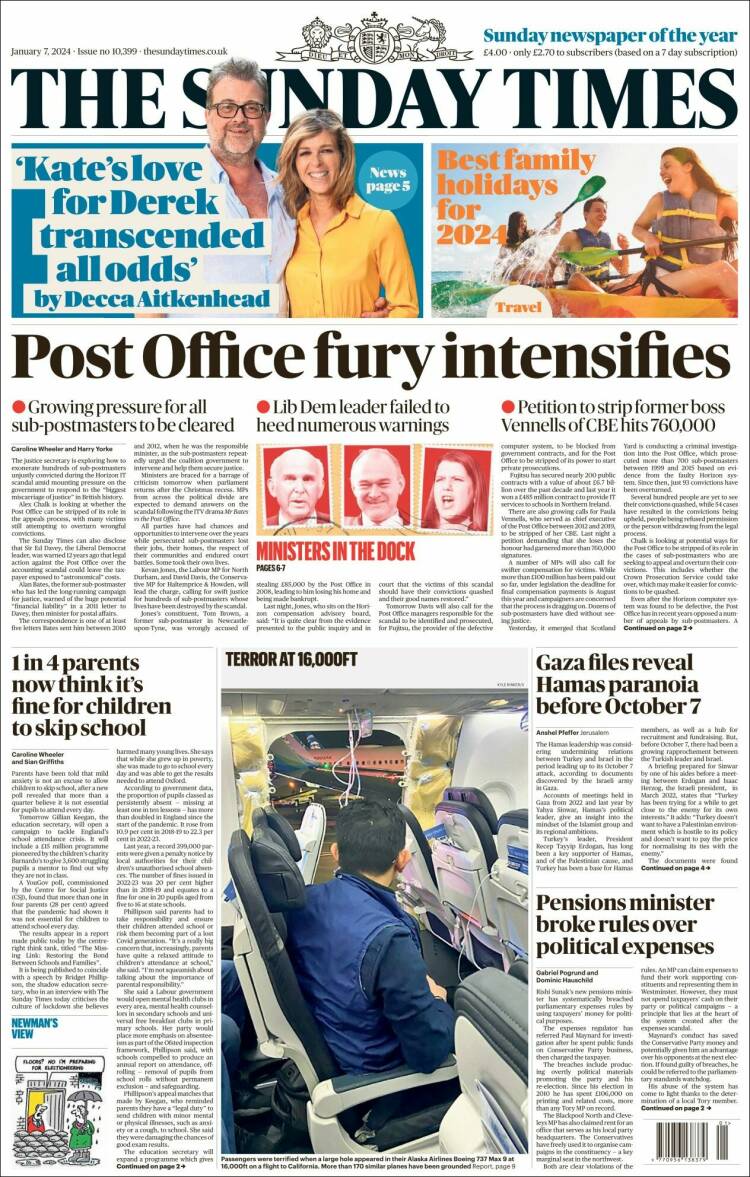 Portada de The Times (Reino Unido)