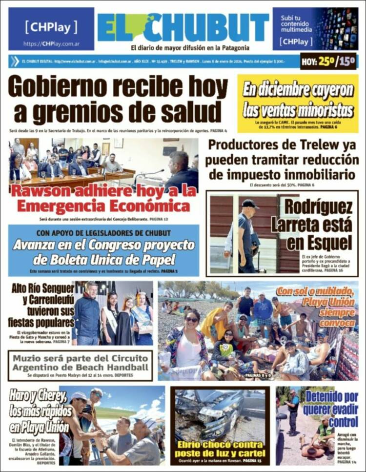 Portada de El Chubut (Argentina)