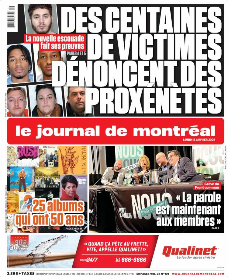 Portada de Le Journal de Montréal (Canadá)