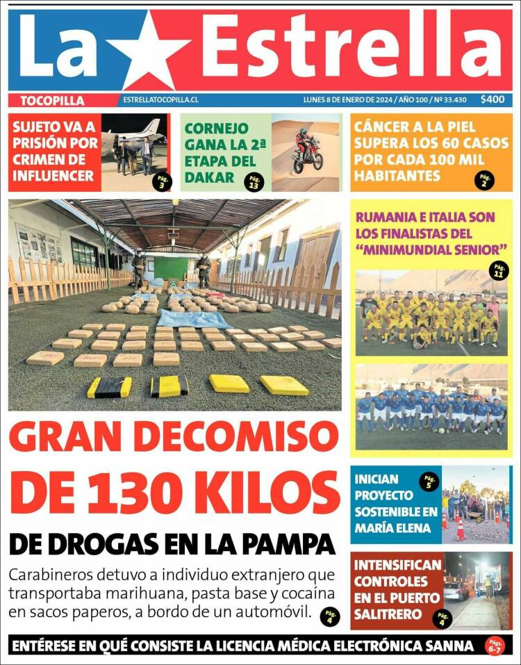 Portada de La Estrella de Tocopilla (Chile)