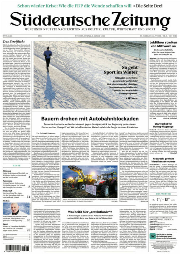 Portada de Sueddeutsche (Alemania)