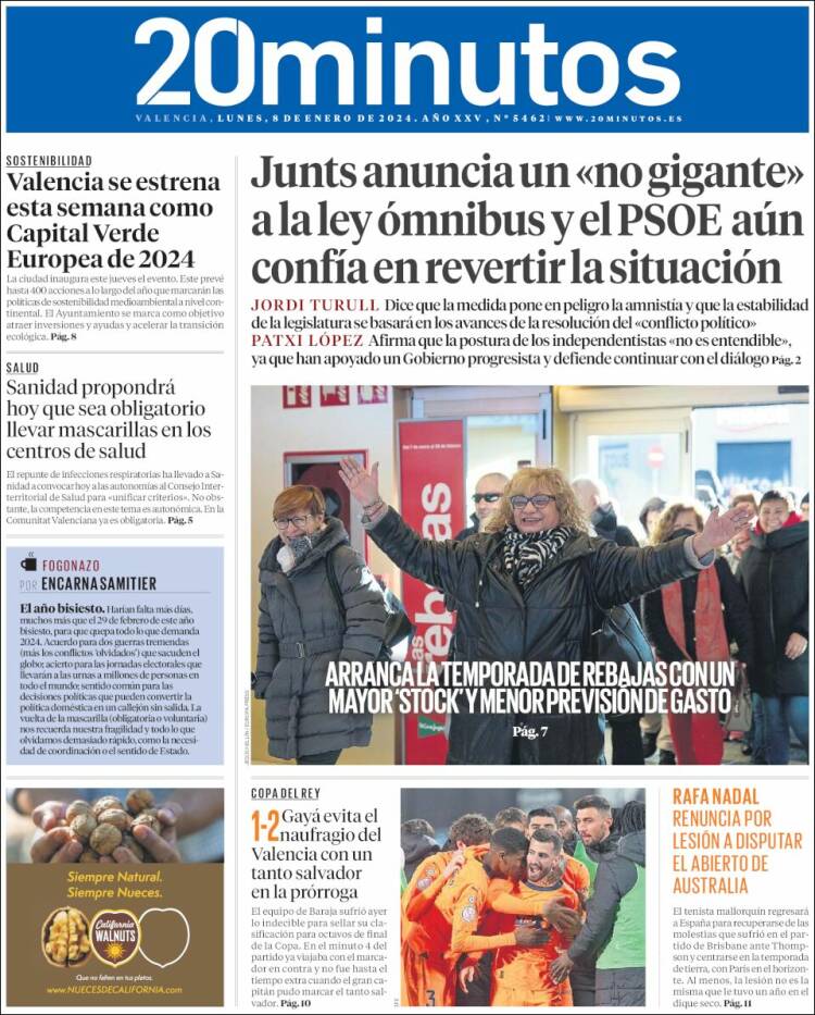 Portada de 20 Minutos - Valencia (España)