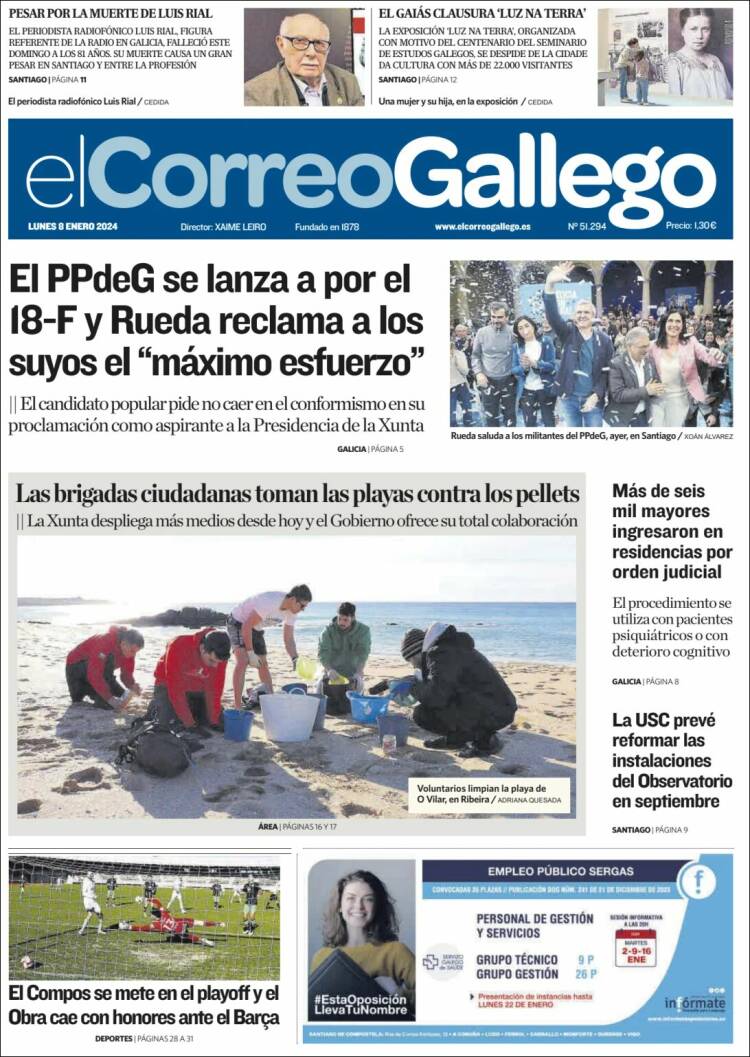 Portada de El Correo Gallego (España)