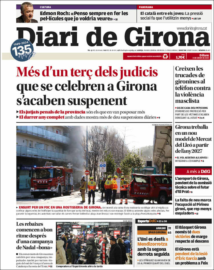 Portada de Diari de Girona (España)