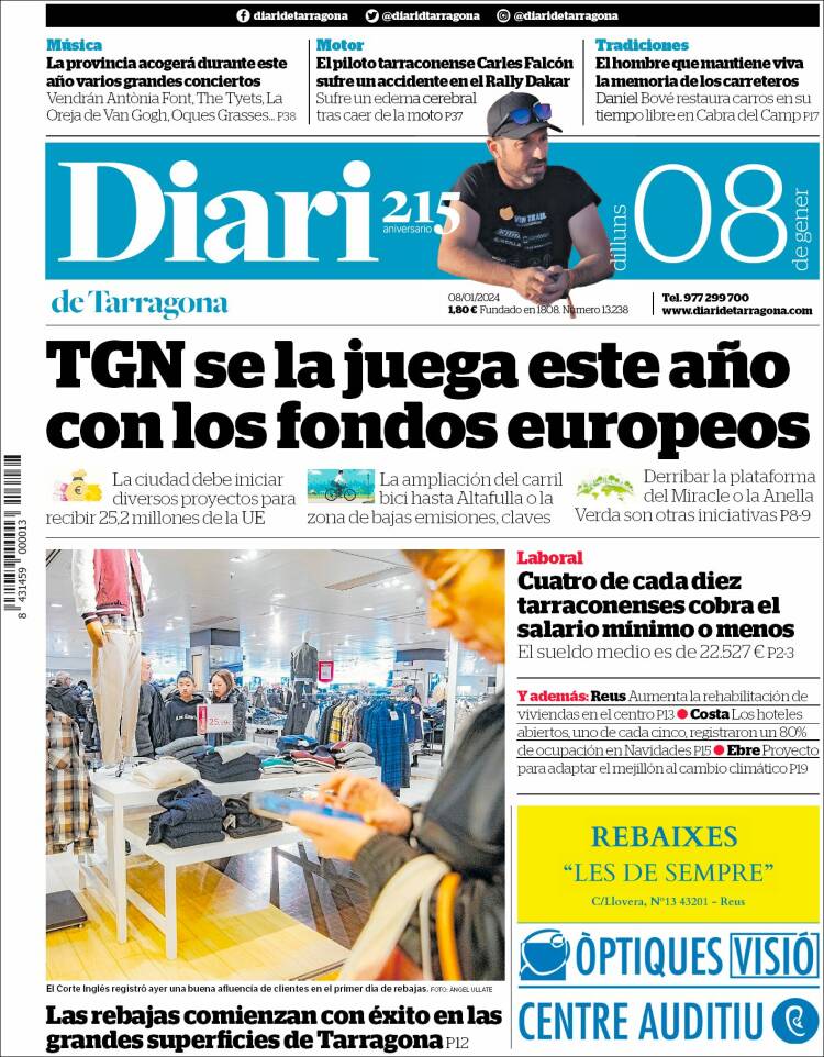 Portada de Diari de Tarragona (España)