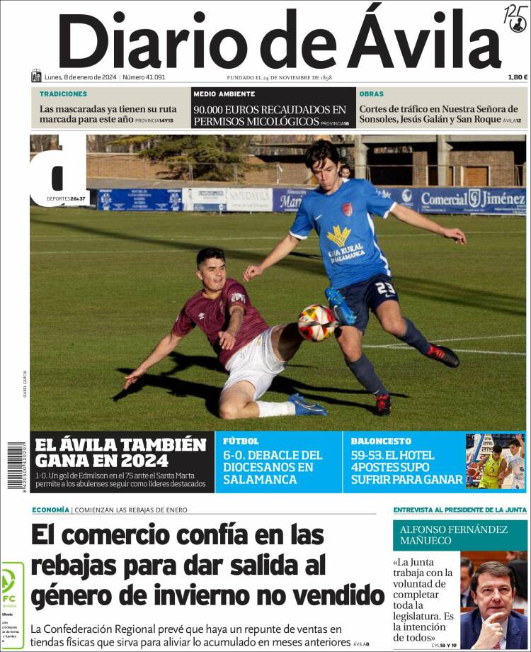 Portada de Diario de Ávila (España)