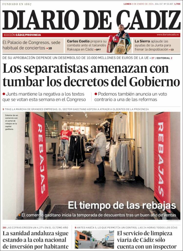 Portada de Diario de Cádiz (España)