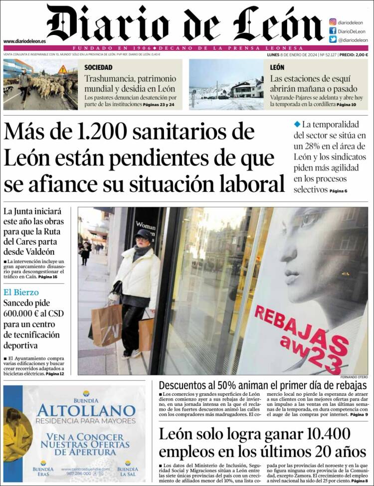 Portada de Diario de León (España)