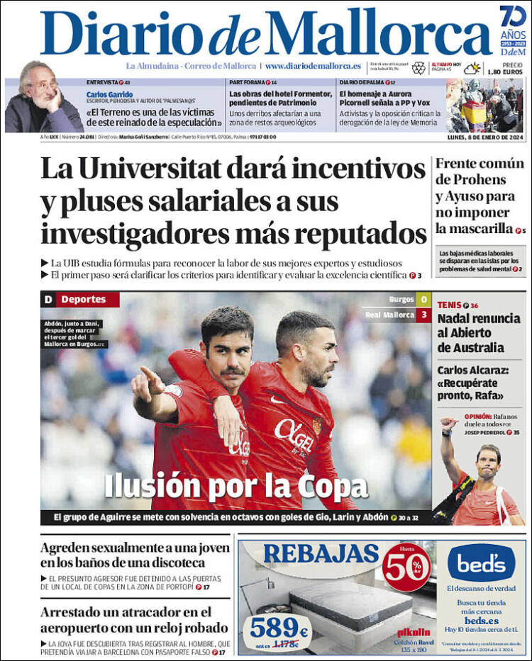 Portada de Diario de Mallorca (España)