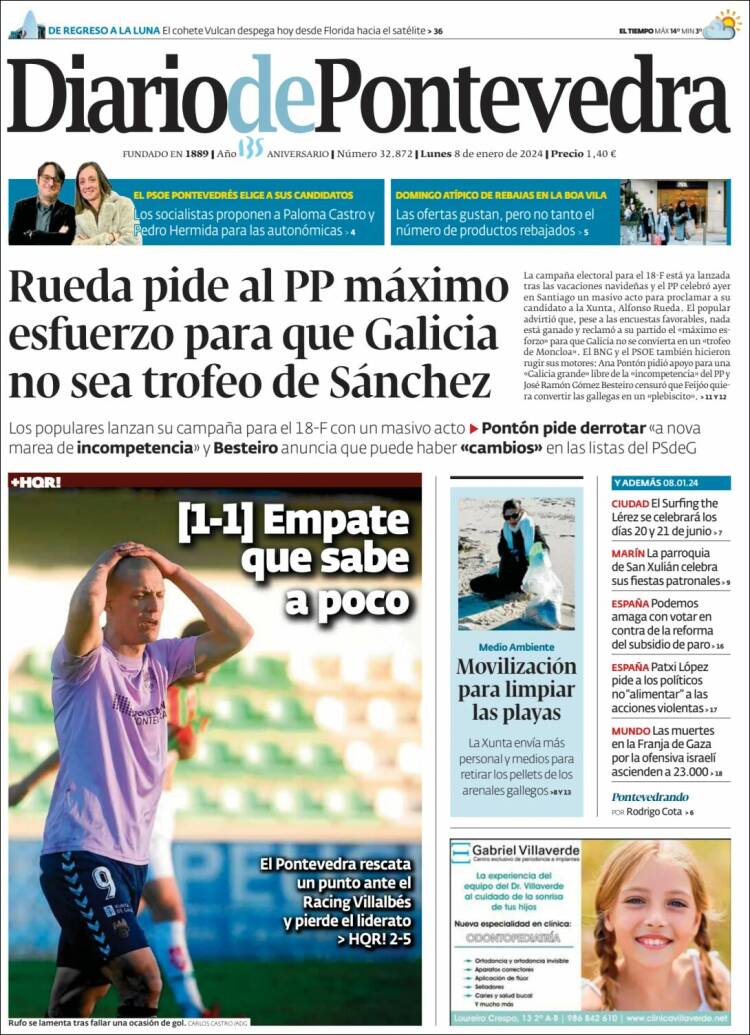 Portada de Diario de Pontevedra (España)