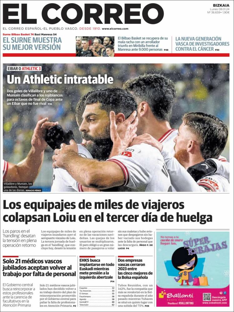 Portada de El Correo (España)