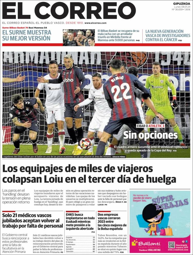 Portada de El Correo - Guipuzcoa (España)