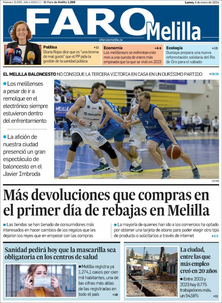 Portada de El Faro de Melilla (España)