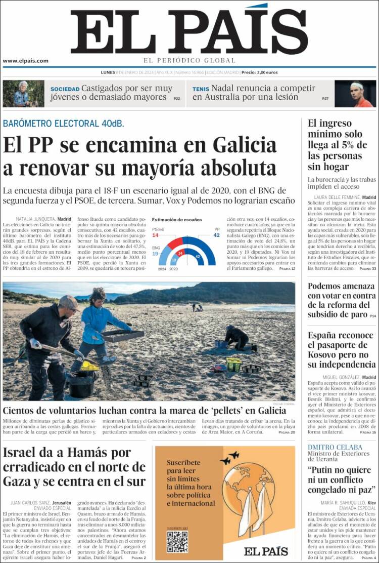 Portada de El País (España)