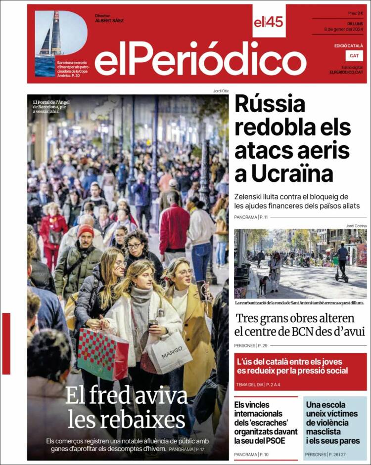 Portada de El Periódico de Catalunya (España)