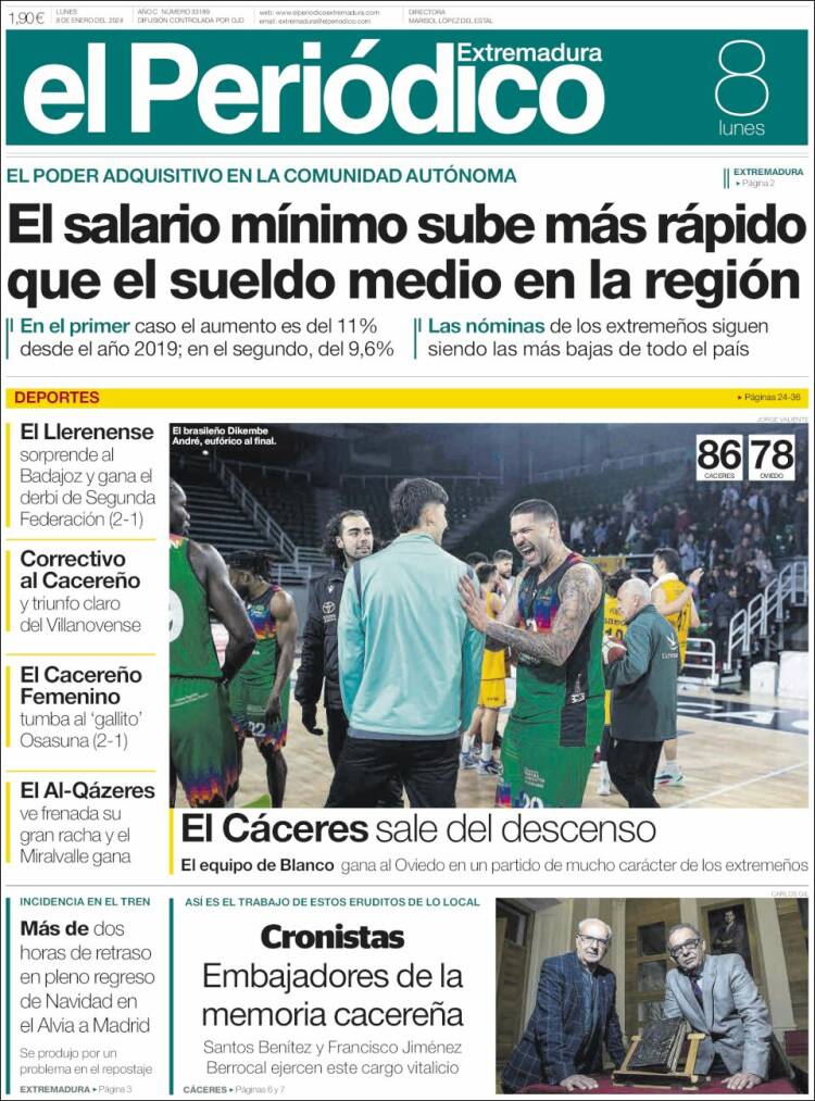 Portada de El Periódico de Extremadura (España)