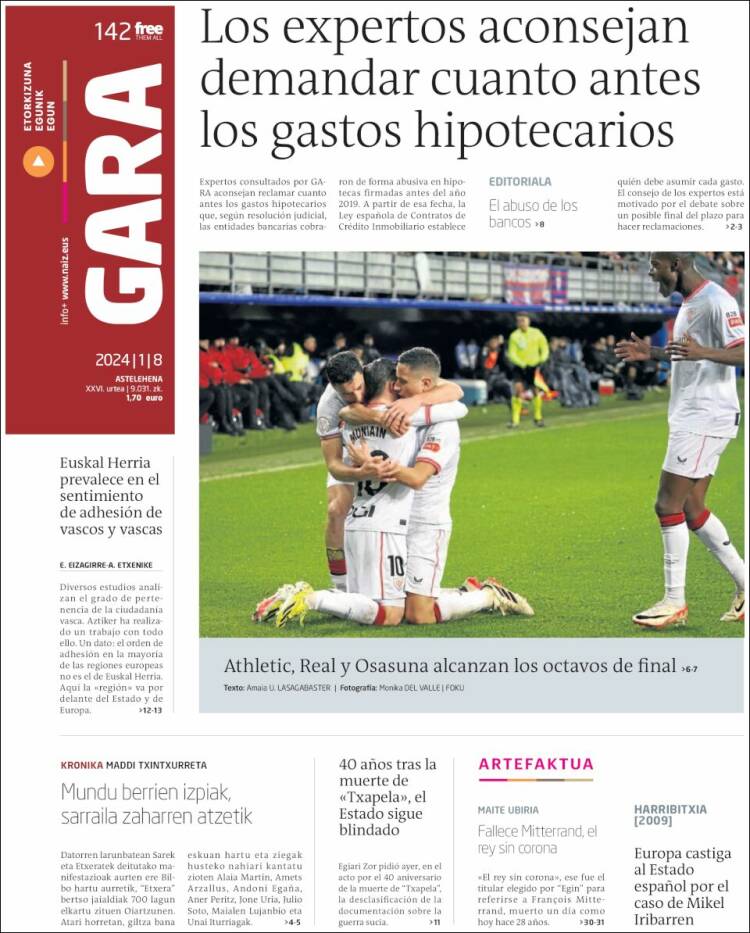 Portada de Gara (España)