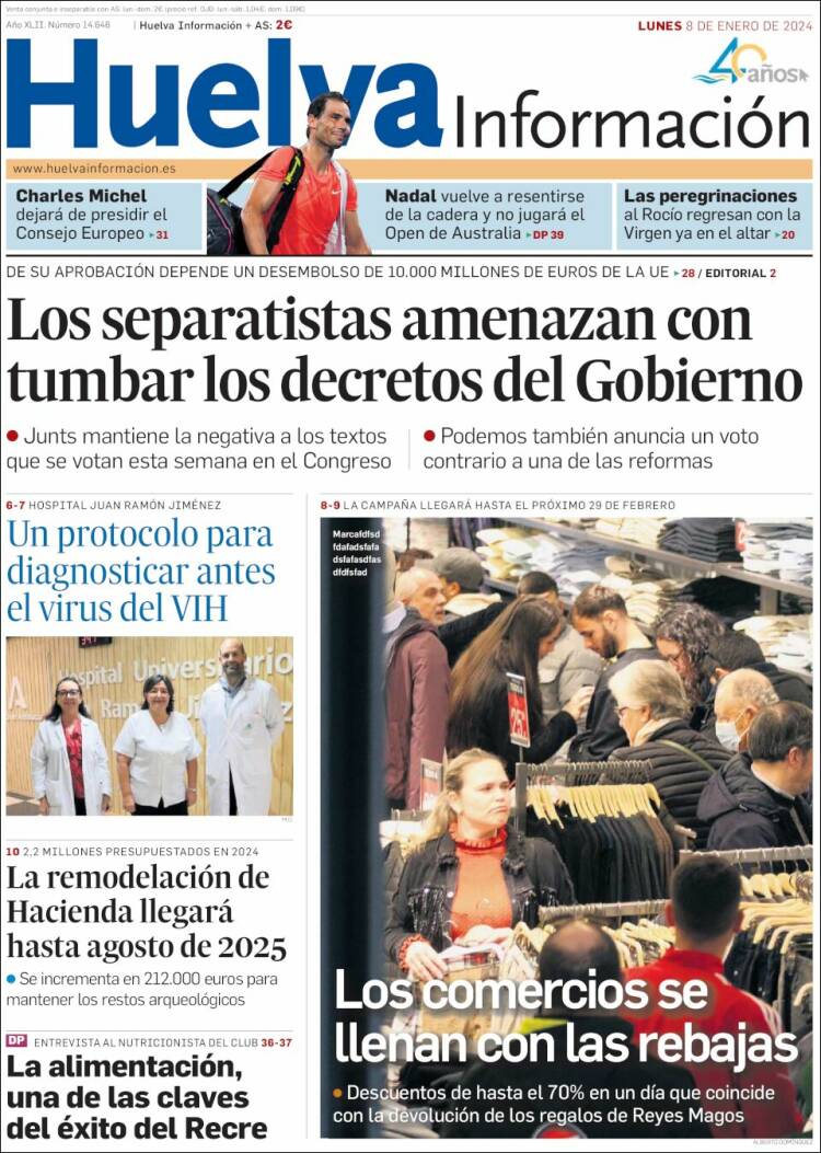 Portada de Huelva Información (España)