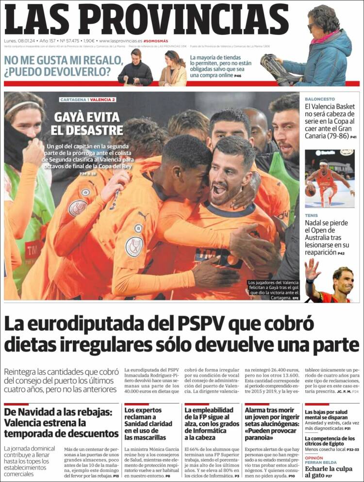 Portada de Las Provincias (España)