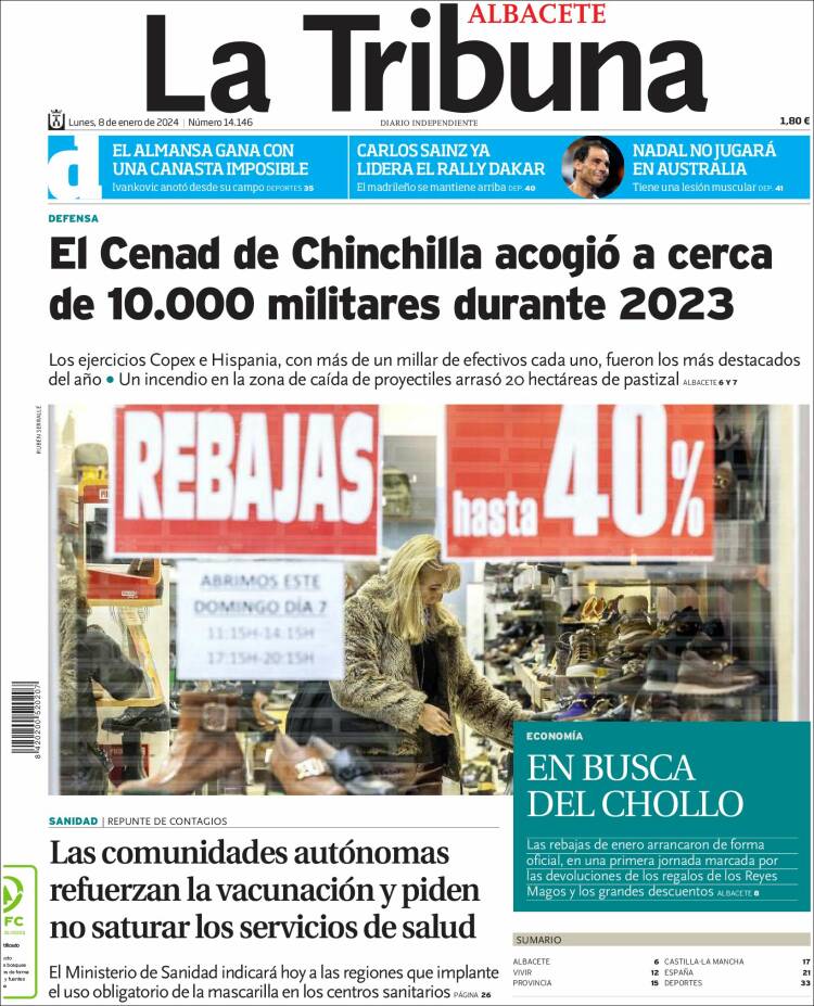 Portada de La Tribuna de Albacete (España)