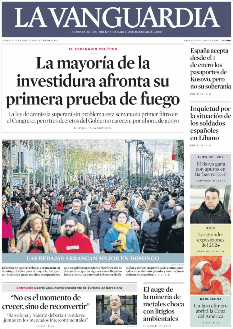 Portada de La Vanguardia (España)