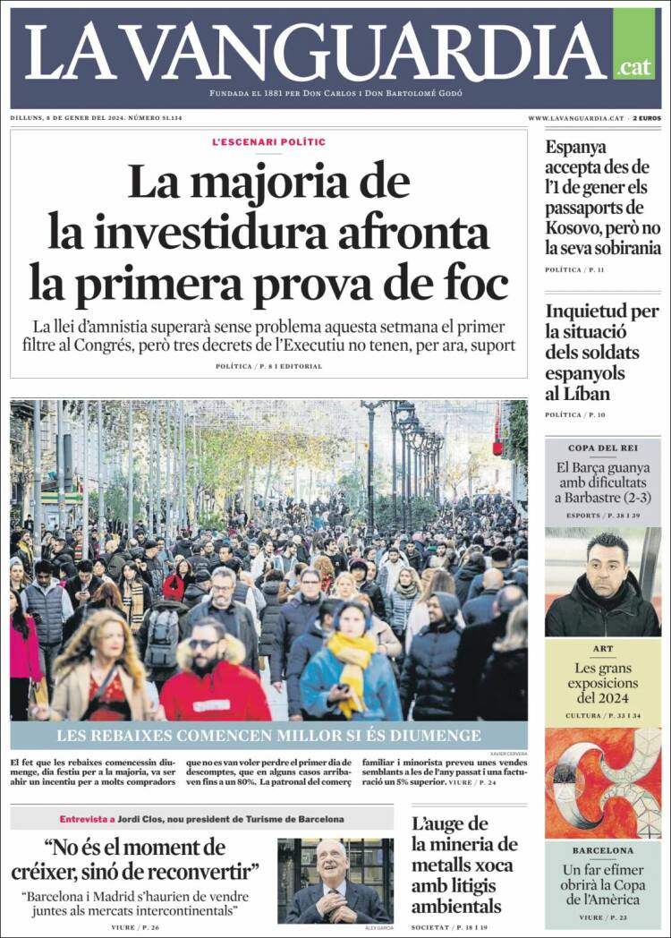 Portada de La Vanguardia (España)