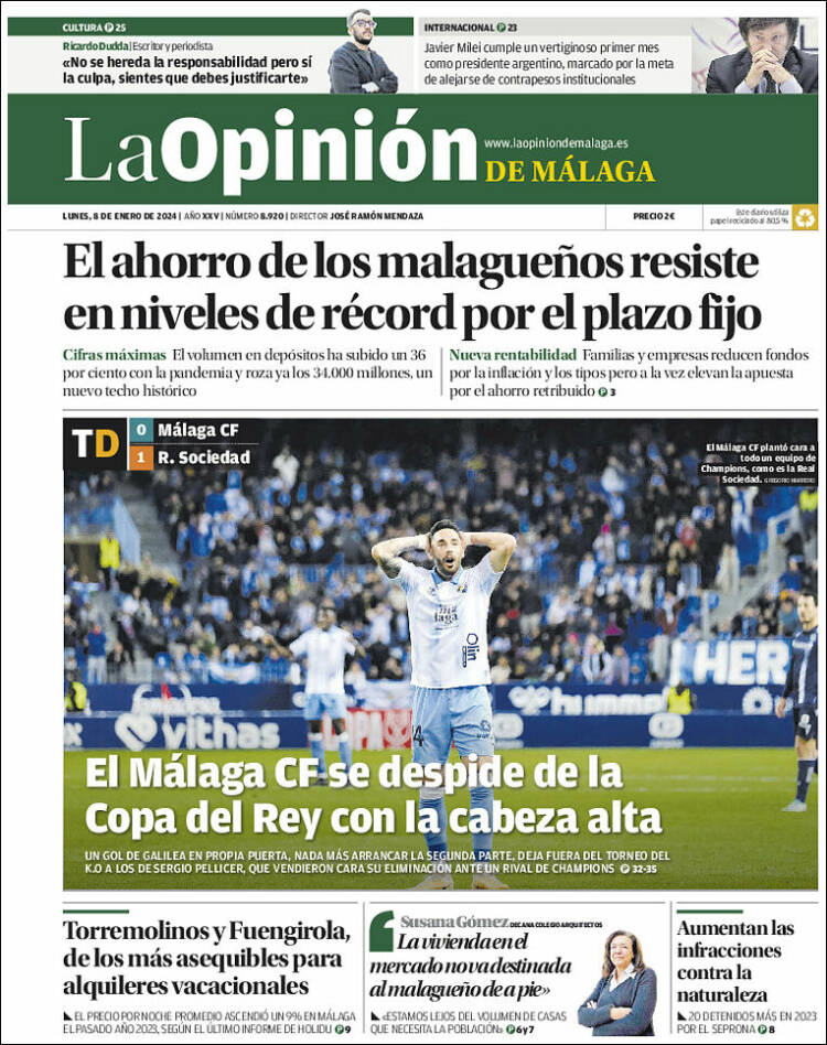 Portada de La Opinión de Málaga (España)