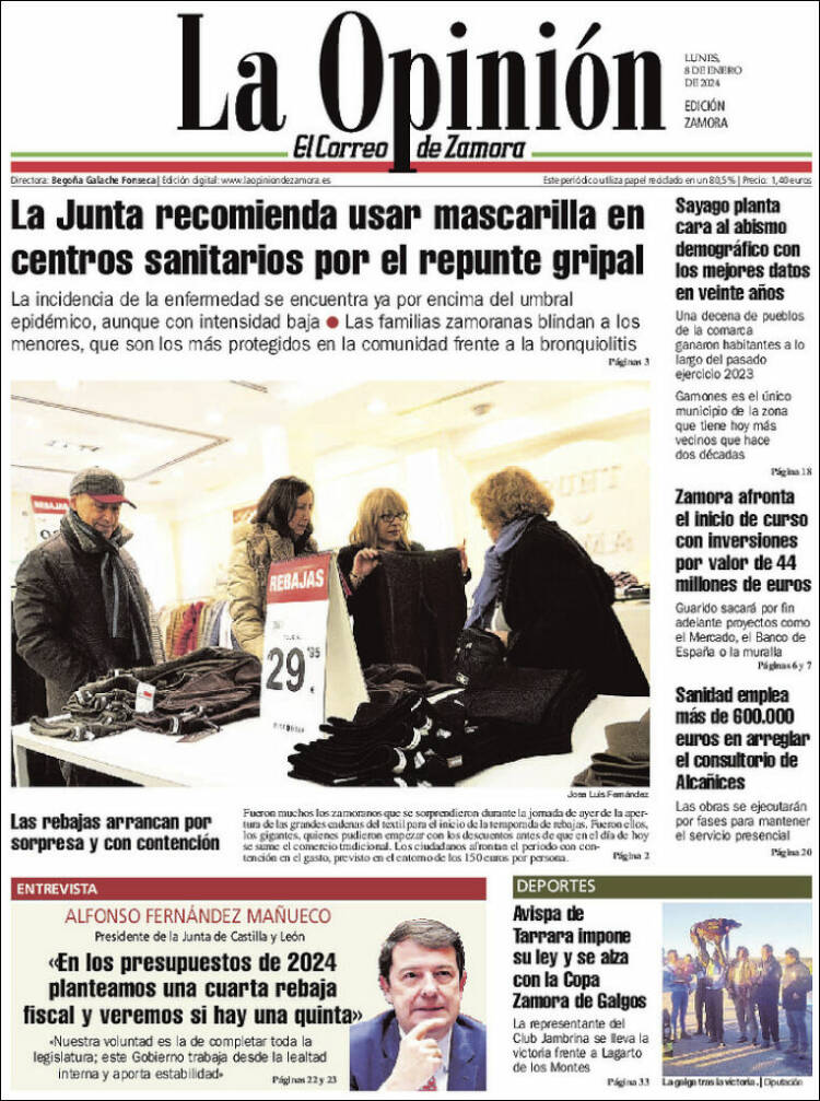 Portada de La Opinión - El Correo de Zamora (España)