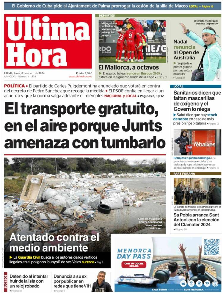 Portada de Última Hora (España)