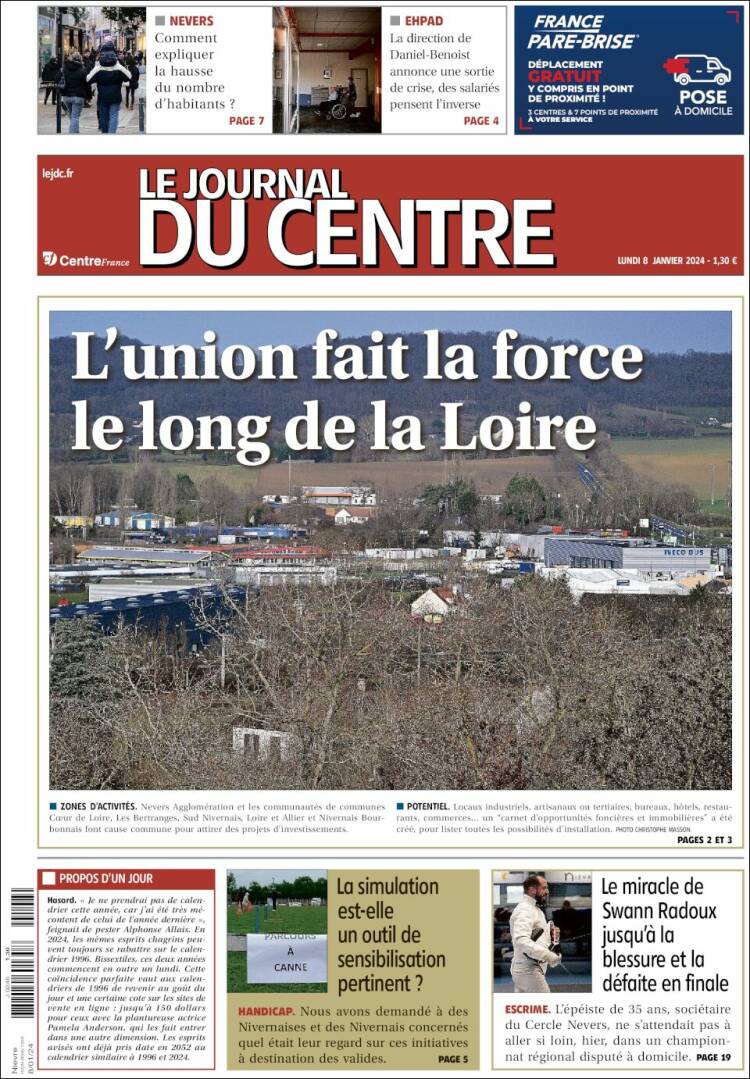 Portada de Le Journal du Centre (Francia)