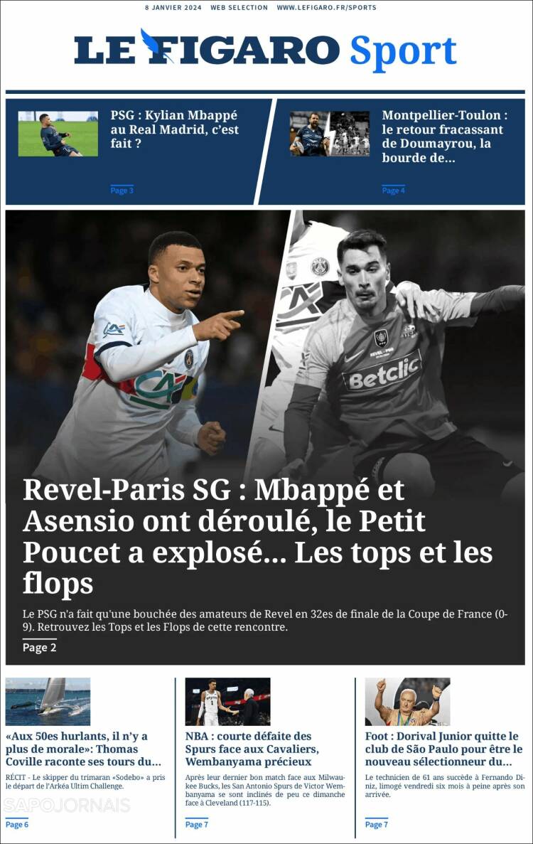Portada de Le Figaro Sport (Francia)