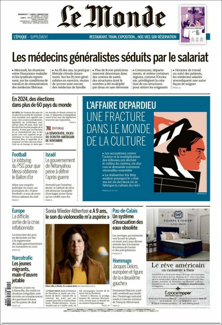 Portada de Le Monde (Francia)