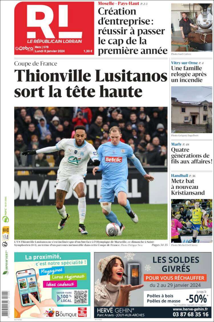 Portada de Le Republicain Lorrain (Francia)