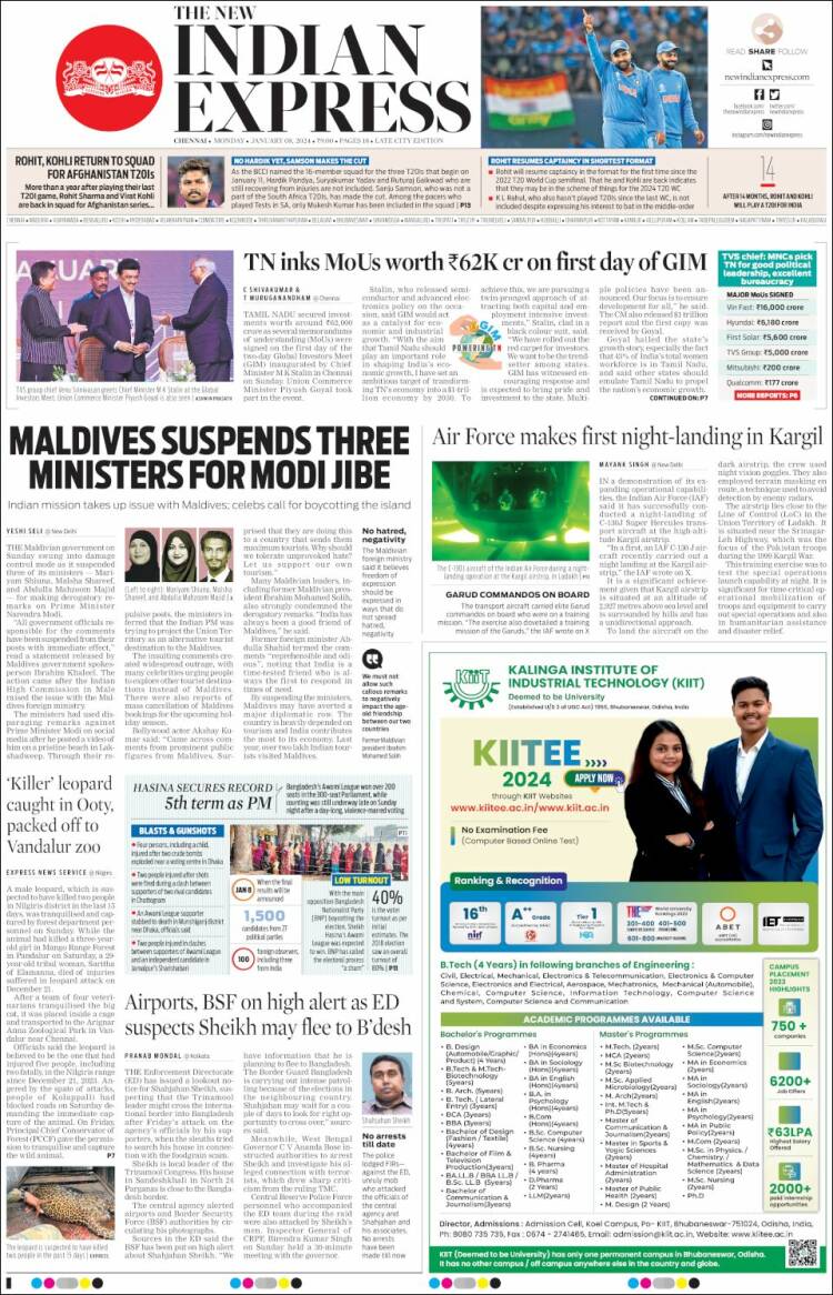 Portada de New Indian Express (India)